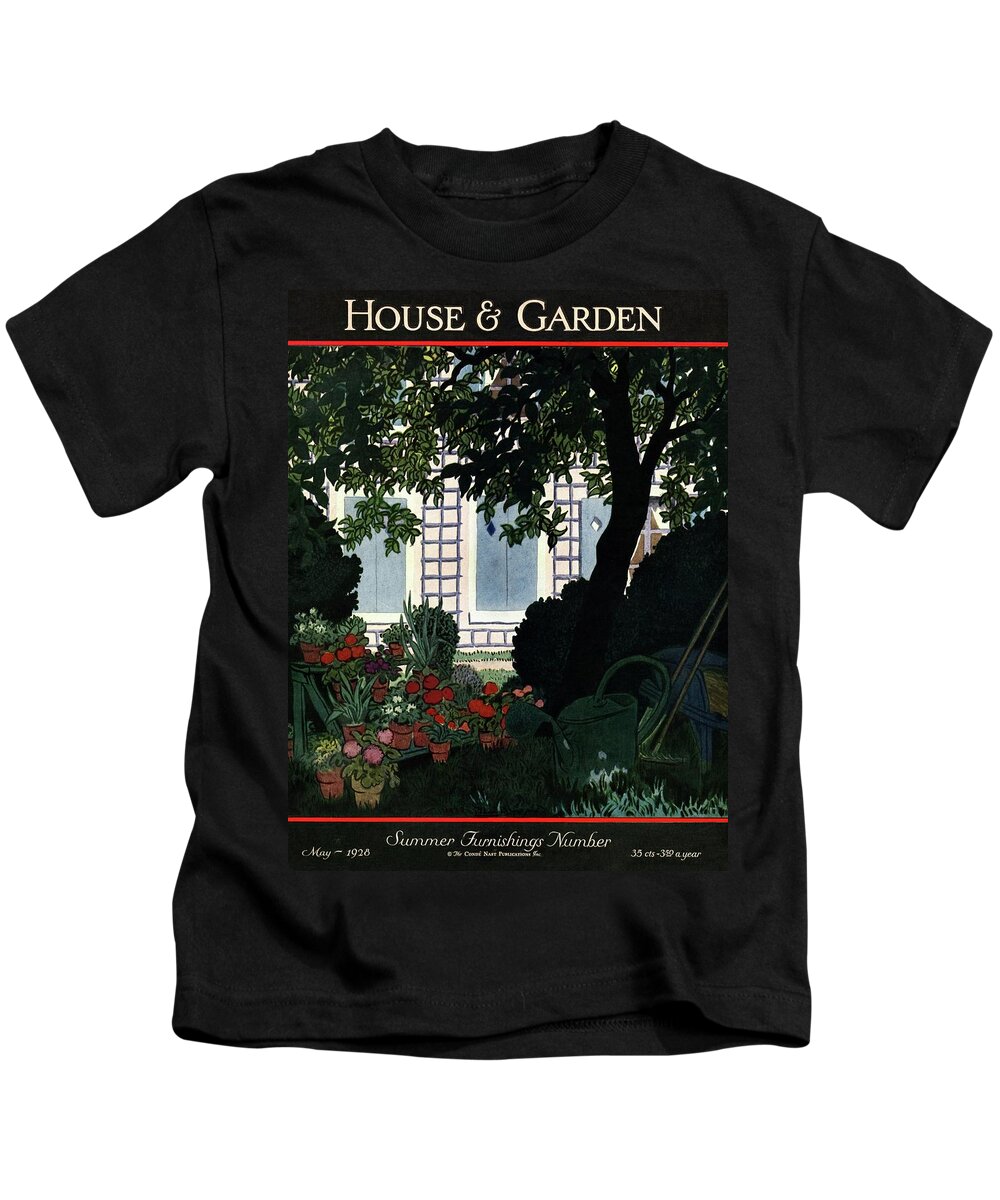 House And Garden Kids T-Shirt featuring the photograph House And Garden Summer Furnishings Number Cover by Pierre Brissaud
