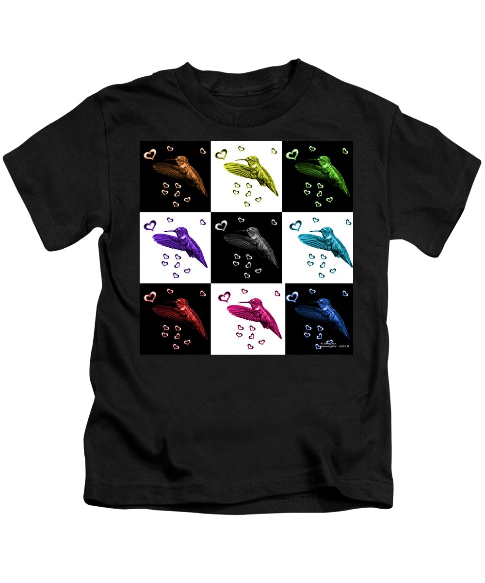 Hummingbird Kids T-Shirt featuring the digital art Hummingbird - 2055 F S M - V1 by James Ahn