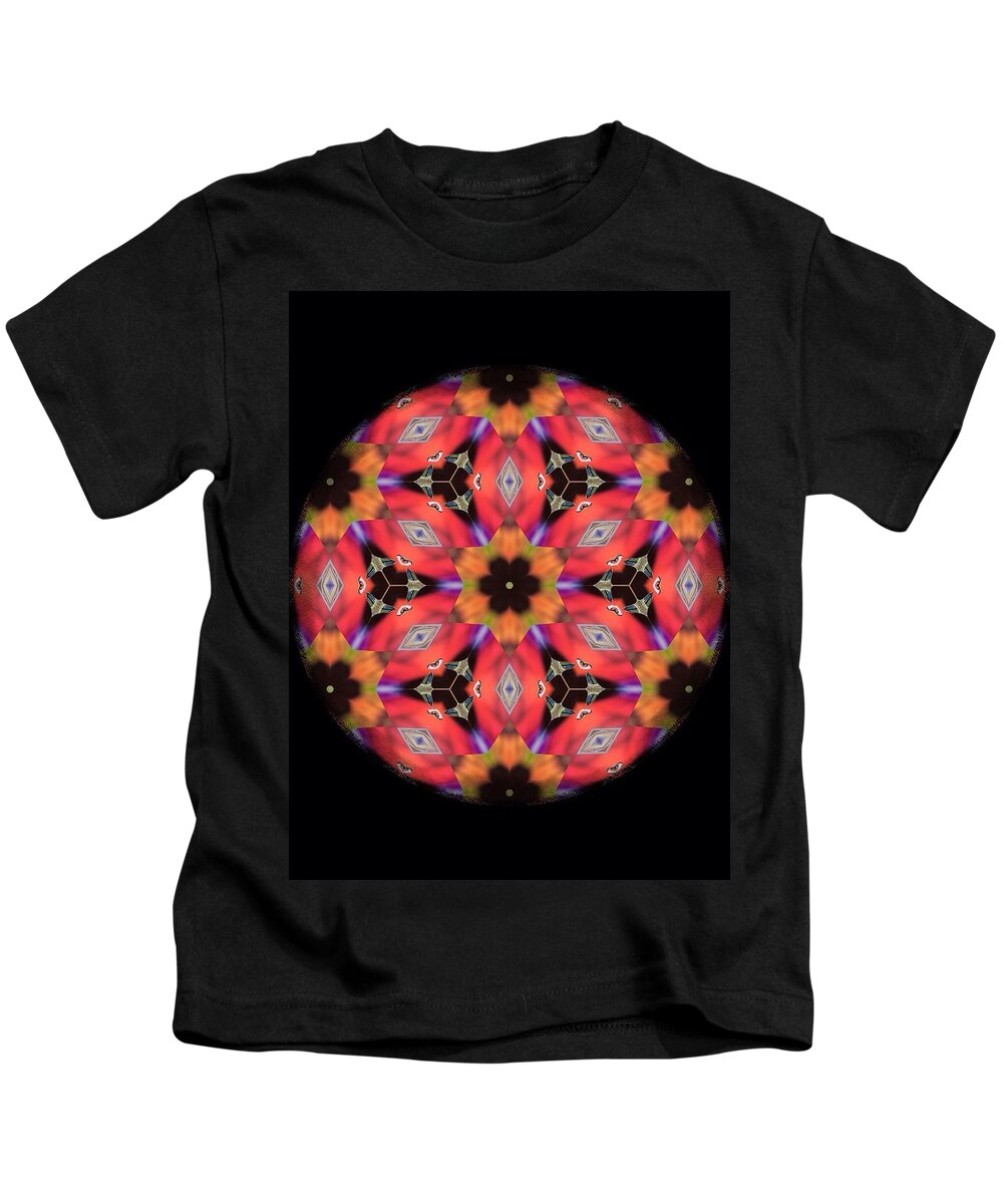 Digital Art Kids T-Shirt featuring the digital art iCube Mandala by Karen Buford