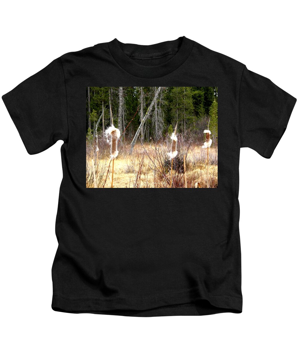 Island Park Kids T-Shirt featuring the photograph Island Park Cattails by Image Takers Photography LLC
