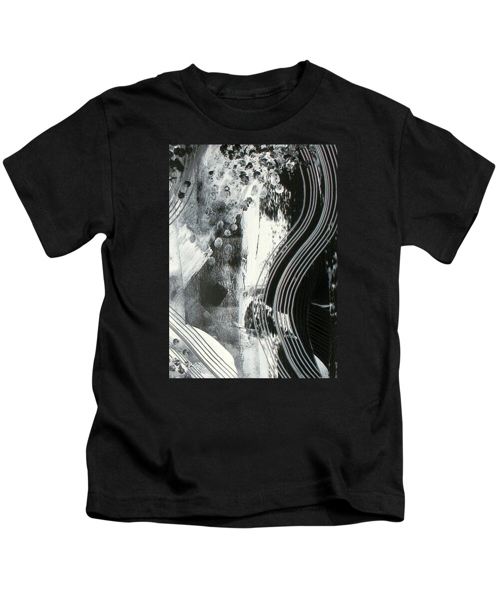 Abstract Kids T-Shirt featuring the painting It's All shades of Grey by Louise Adams