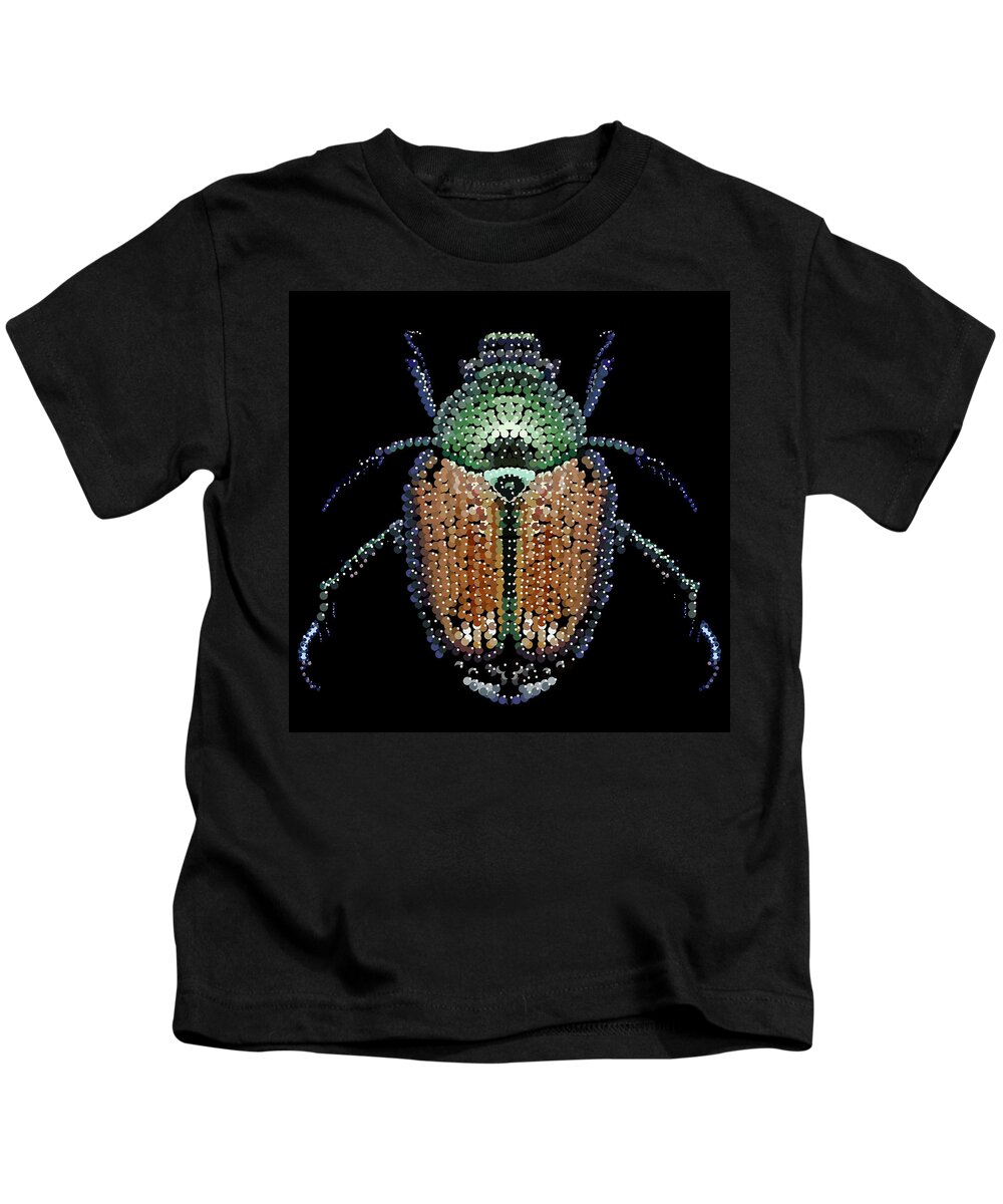 Japanesebeetle.beetle Kids T-Shirt featuring the digital art Japanese Beetle Bedazzled by R Allen Swezey