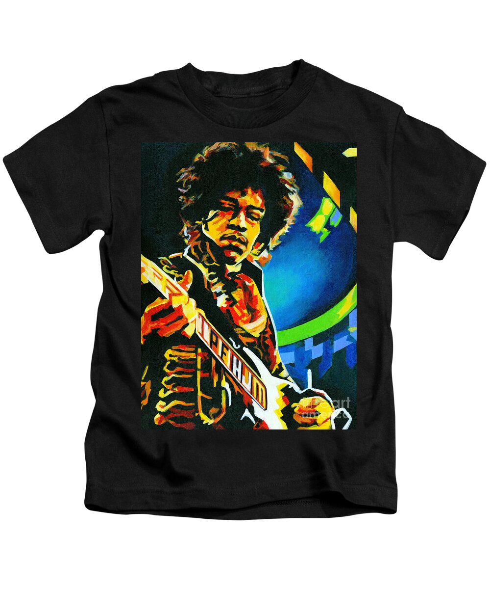 Tanya Filichkin Kids T-Shirt featuring the painting Bold As Love. Jimi Hendrix by Tanya Filichkin