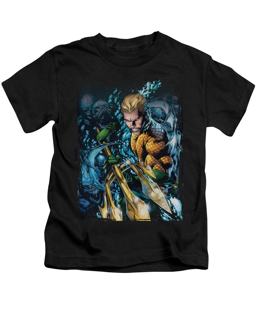 Justice League Of America Kids T-Shirt featuring the digital art Jla - Aquaman #1 by Brand A