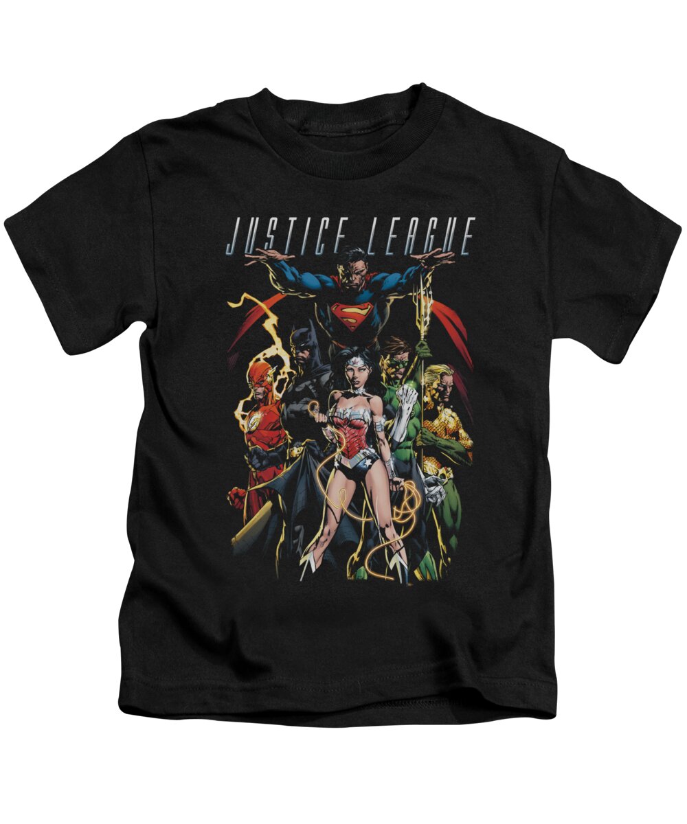 Justice League Of America Kids T-Shirt featuring the digital art Jla - Dark Days by Brand A