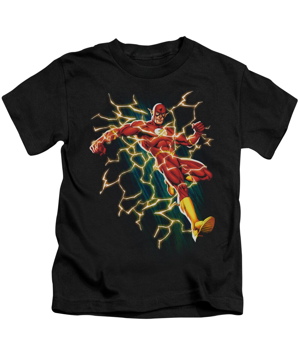 Justice League Of America Kids T-Shirt featuring the digital art Jla - Electric Death by Brand A