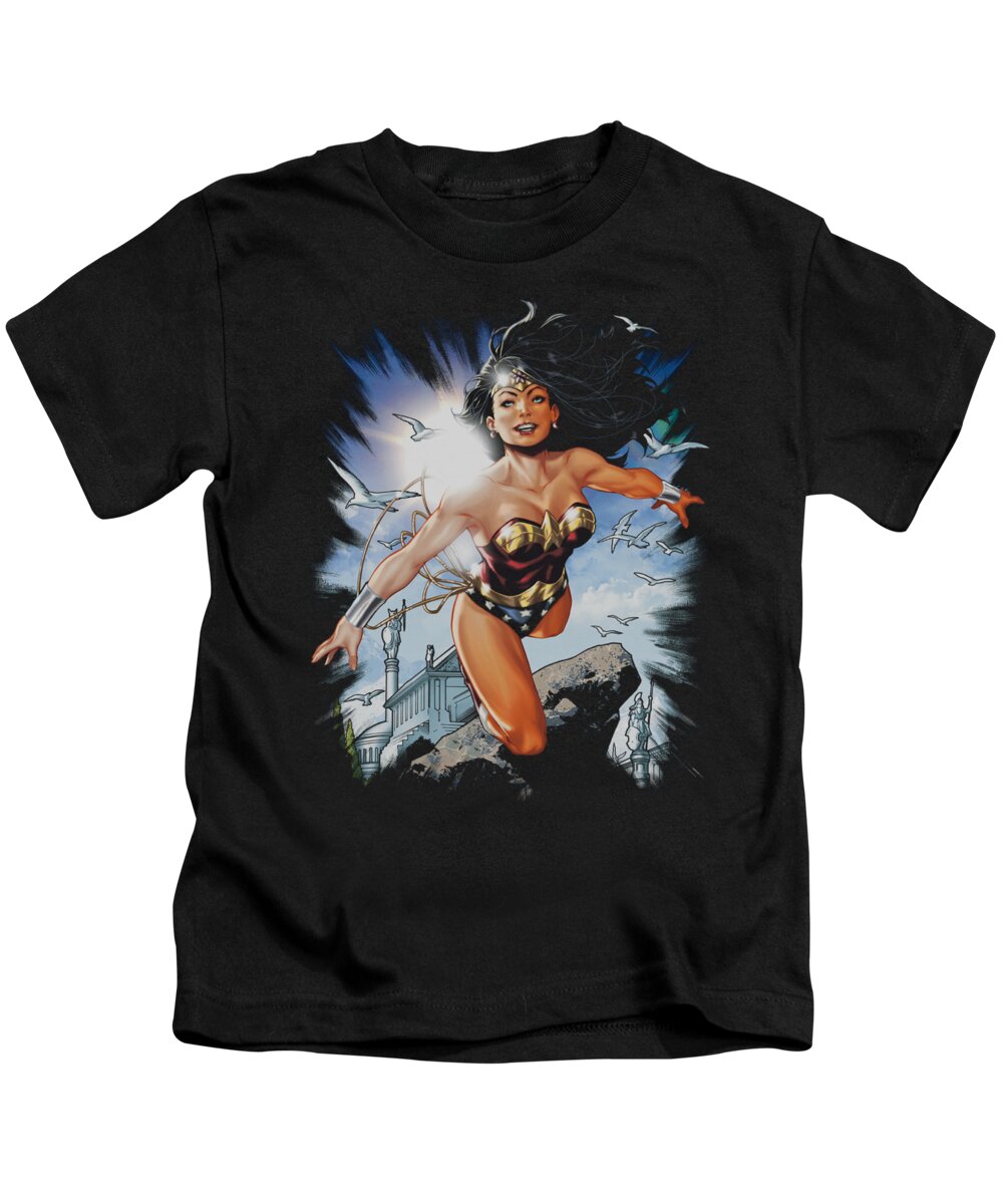 Justice League Of America Kids T-Shirt featuring the digital art Jla - Of Themyscira by Brand A
