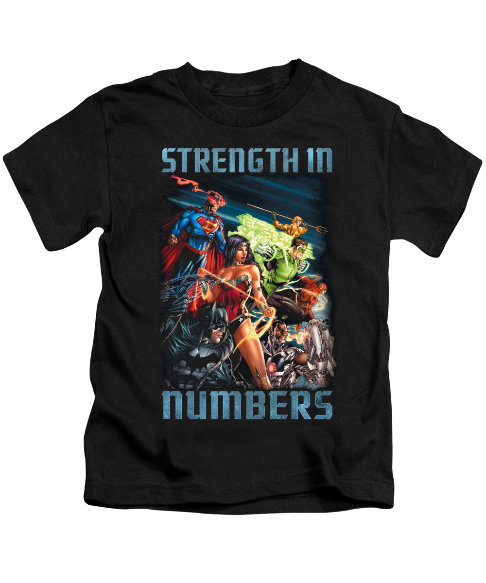  Kids T-Shirt featuring the digital art Jla - Strength In Number by Brand A