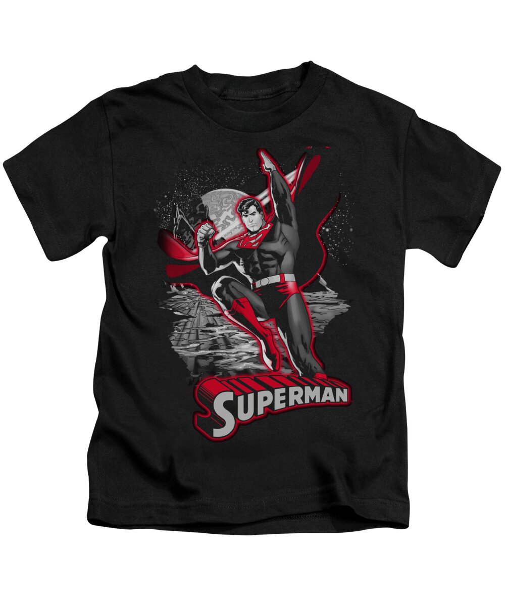 Justice League Of America Kids T-Shirt featuring the digital art Jla - Superman Red And Gray by Brand A