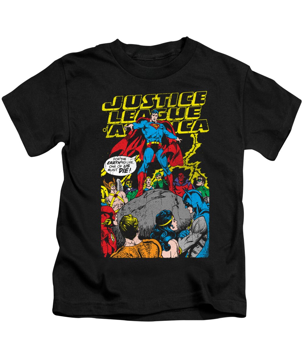  Kids T-Shirt featuring the digital art Jla - Ultimate Scarifice by Brand A
