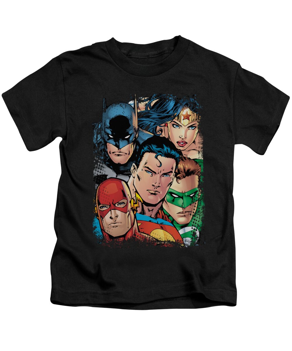  Kids T-Shirt featuring the digital art Jla - Up Close And Personal by Brand A