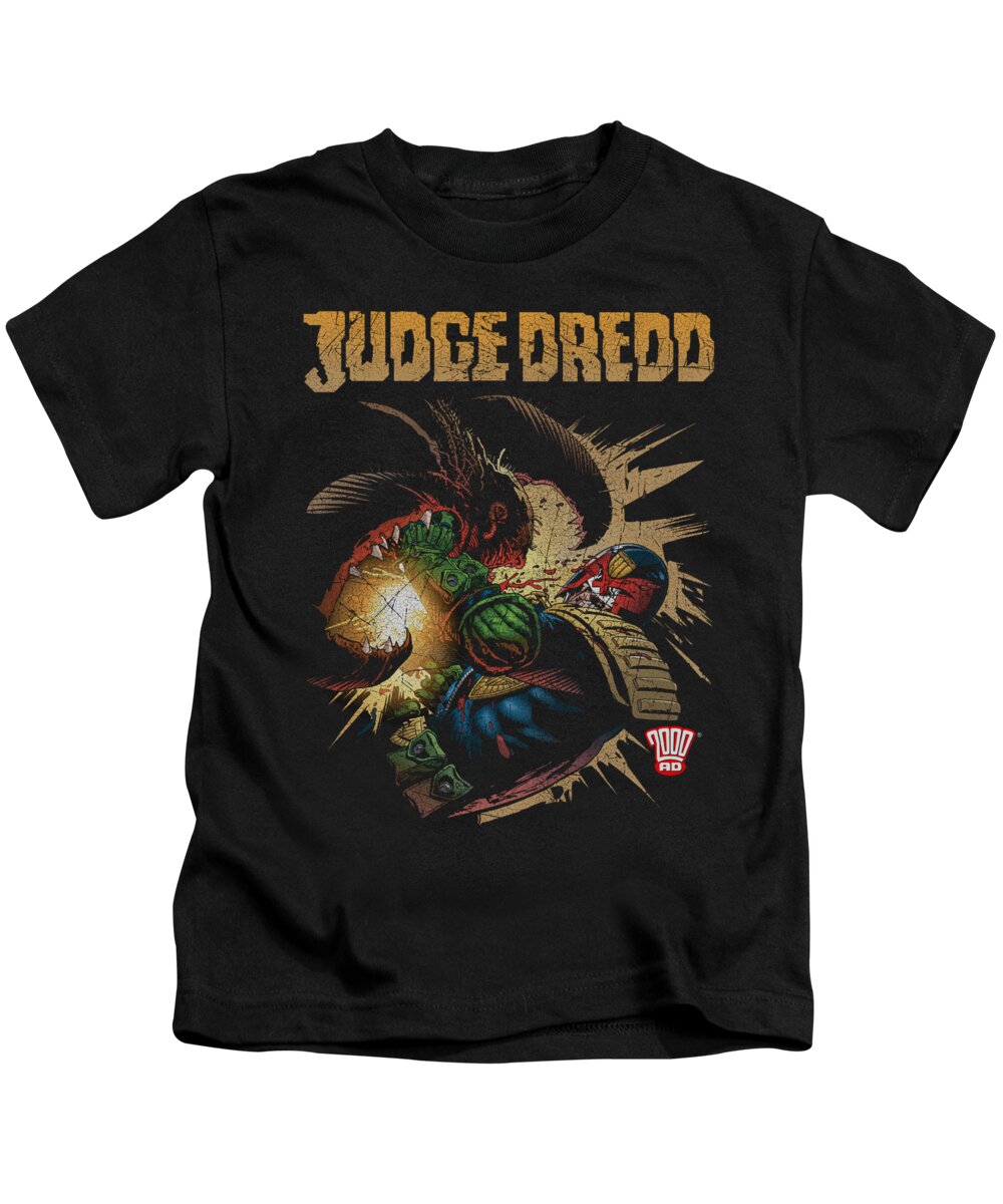 Judge Dredd Kids T-Shirt featuring the digital art Judge Dredd - Blast Away by Brand A