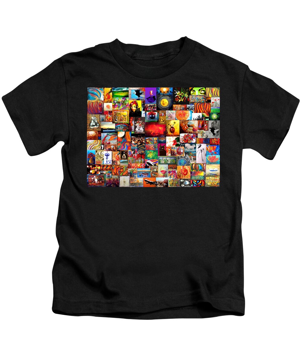 Mixed Media Kids T-Shirt featuring the digital art Just Gratitude - Collage by Marcello Cicchini