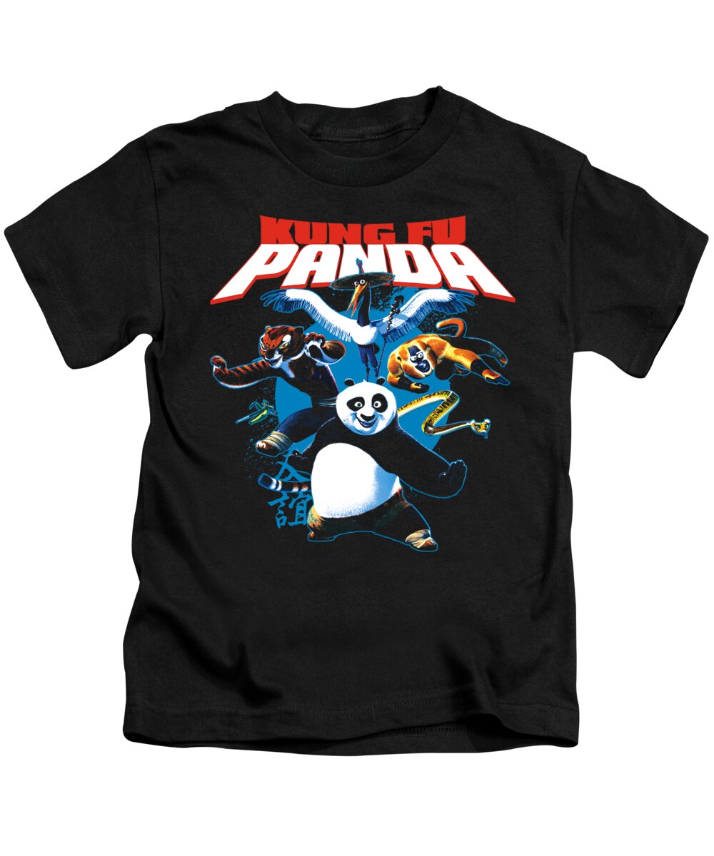  Kids T-Shirt featuring the digital art Kung Fu Panda - Kung Fu Group by Brand A