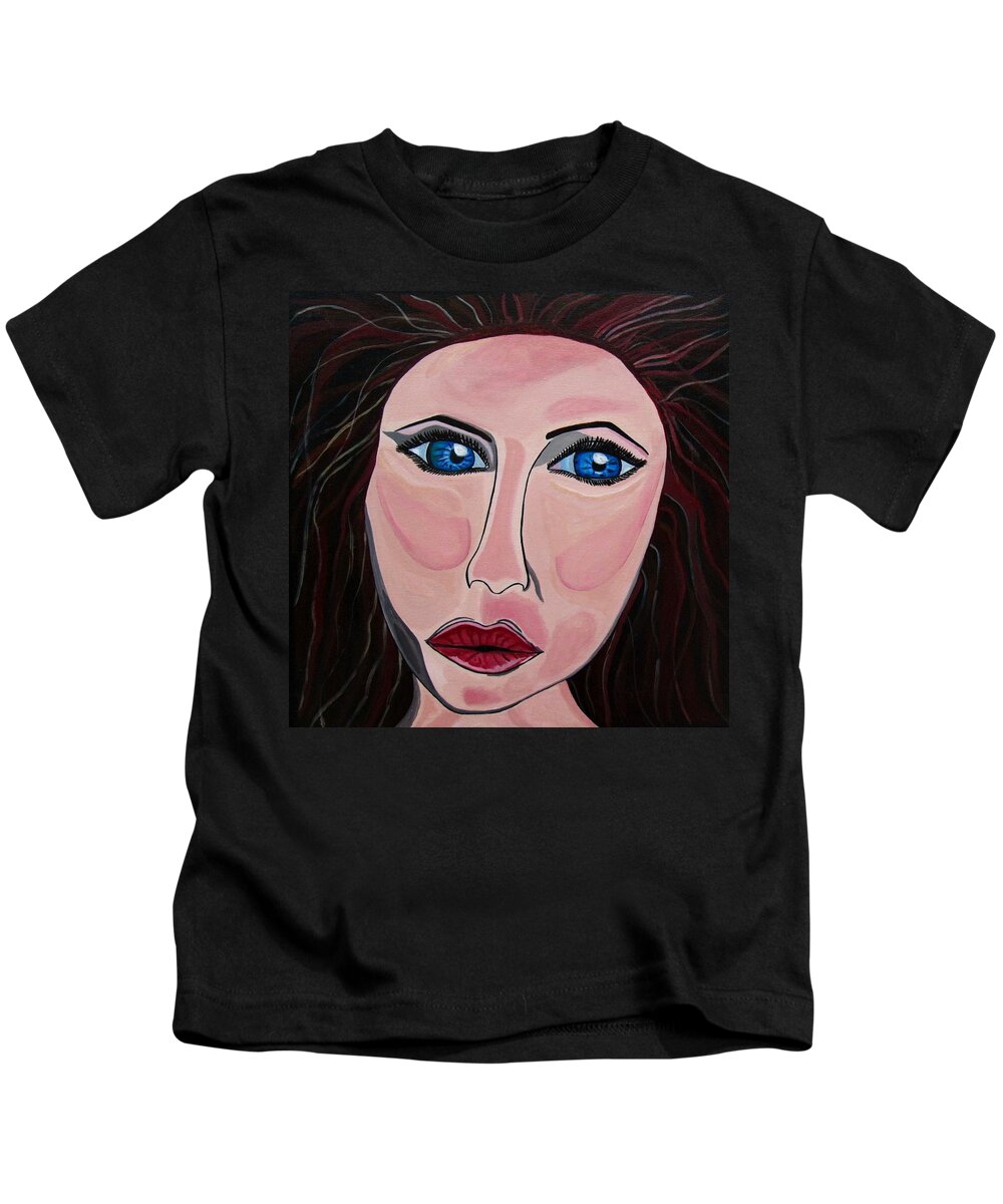Celebrity Paintings Kids T-Shirt featuring the painting LA Lips by Sandra Marie Adams