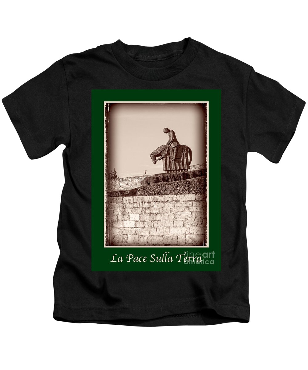 Italian Kids T-Shirt featuring the photograph La Pace Sulla Terra with St Franics by Prints of Italy