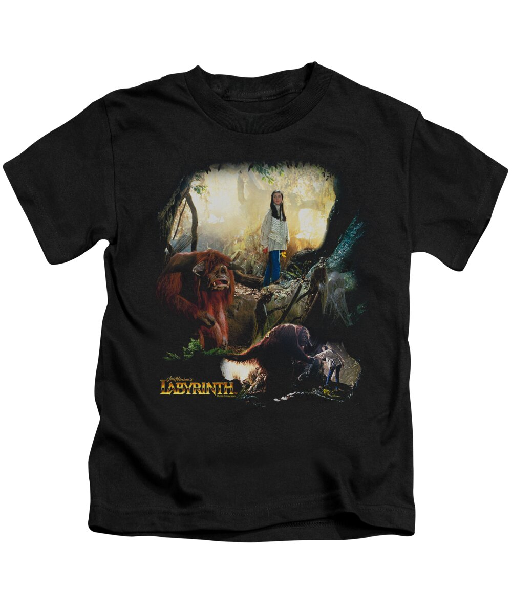 Labyrinth Kids T-Shirt featuring the digital art Labyrinth - Sarah And Ludo by Brand A