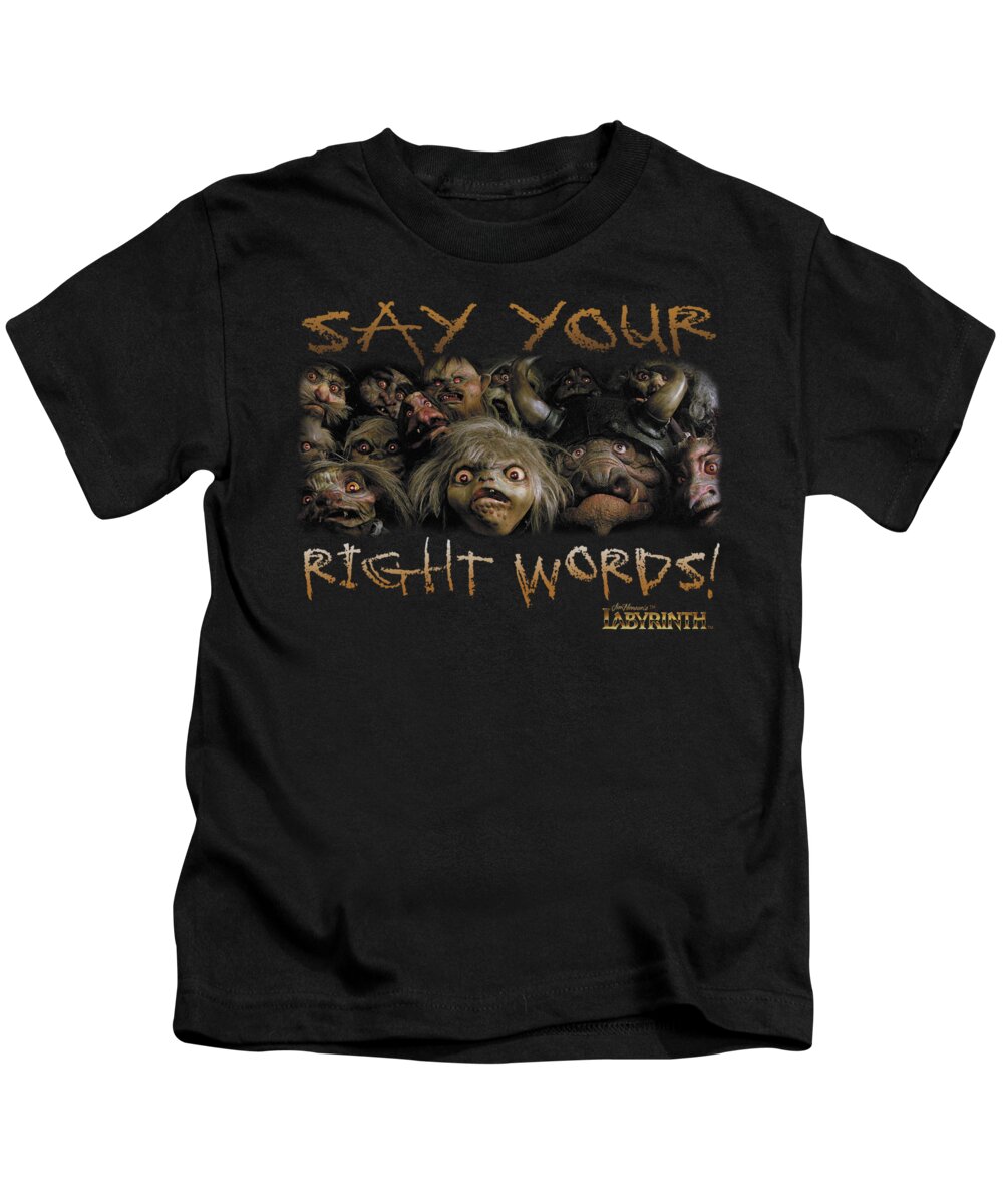 Labyrinth Kids T-Shirt featuring the digital art Labyrinth - Say Your Right Words by Brand A