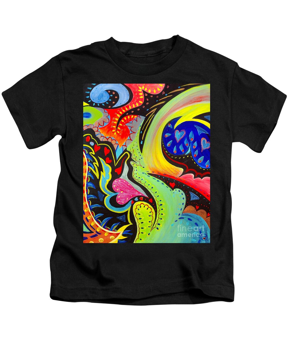 Abstract Art Kids T-Shirt featuring the painting Lady Love by Nancy Cupp