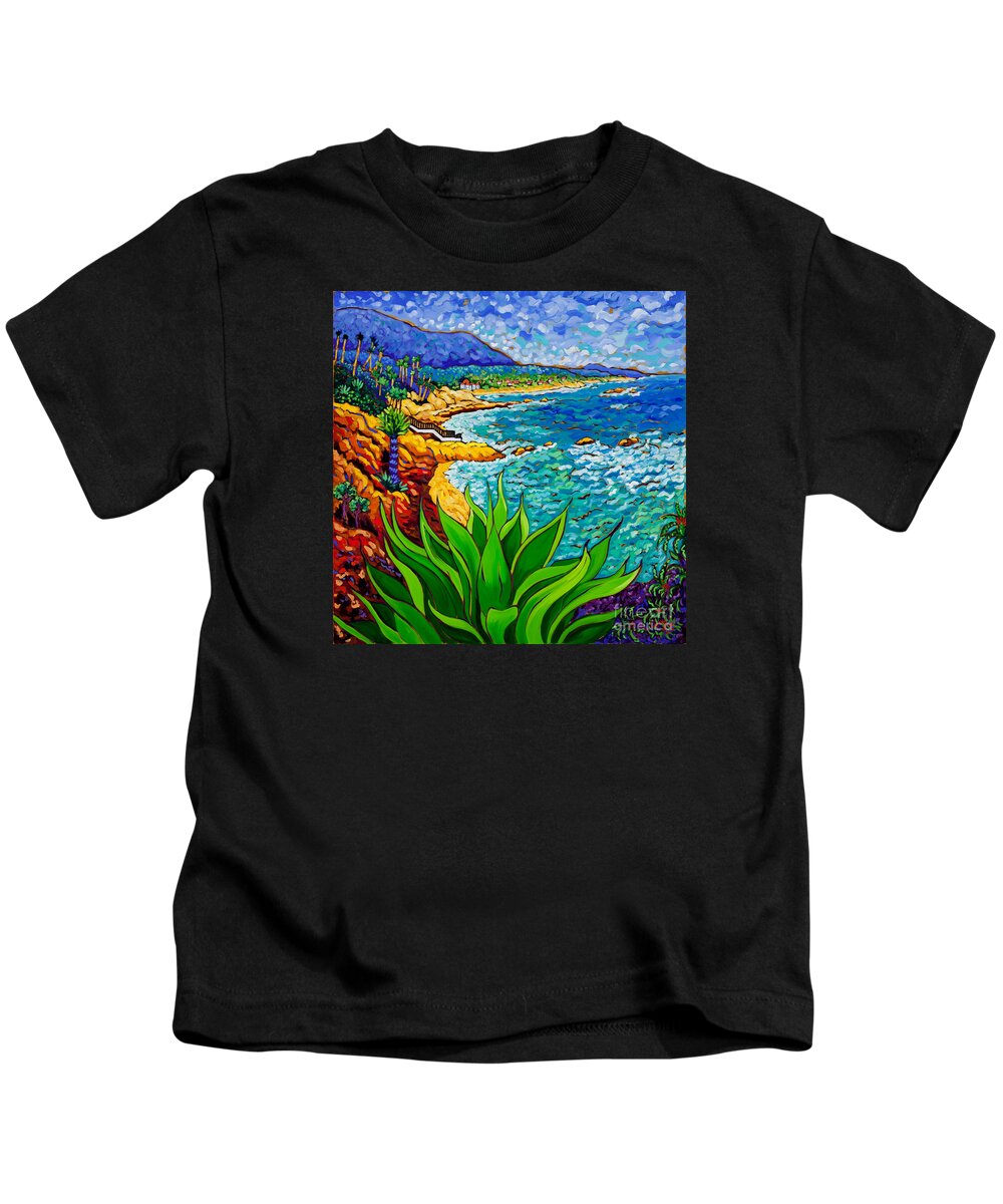 Laguna Beach Kids T-Shirt featuring the painting Laguna Agave by Cathy Carey