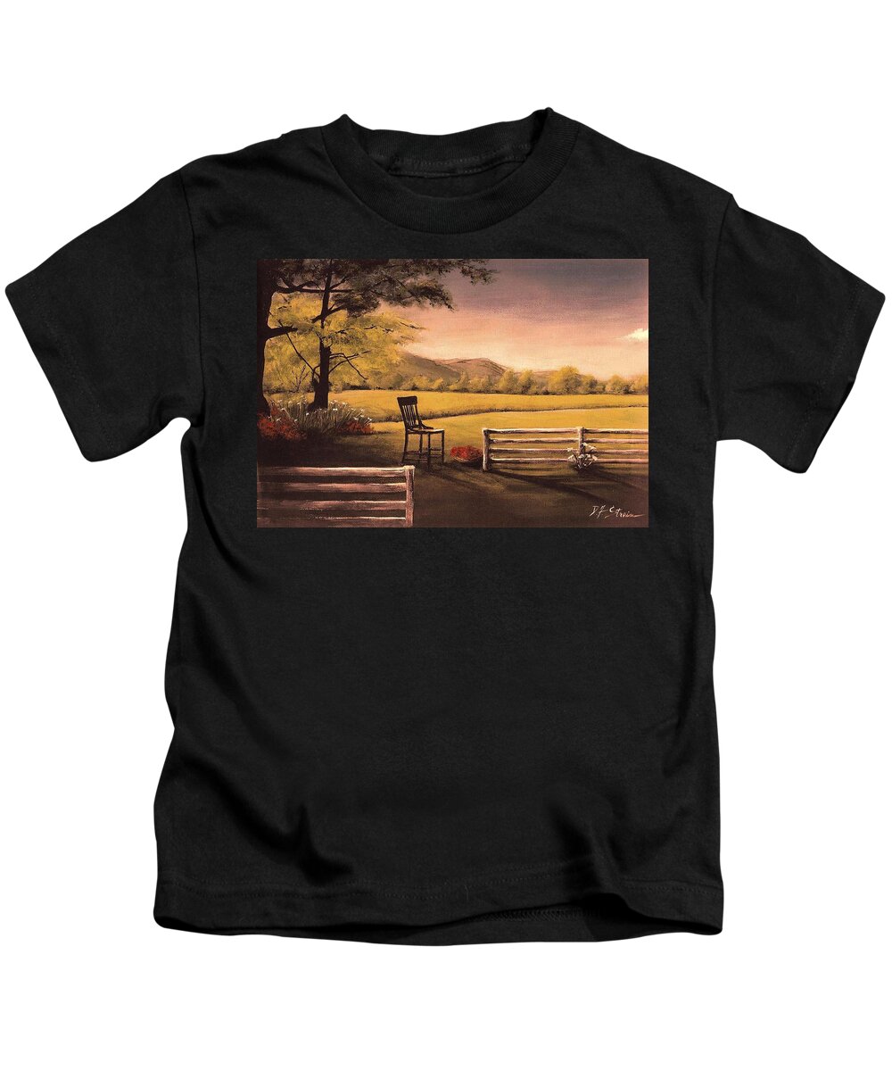 Prairie Kids T-Shirt featuring the painting Lonsesome Chair by Diane Strain