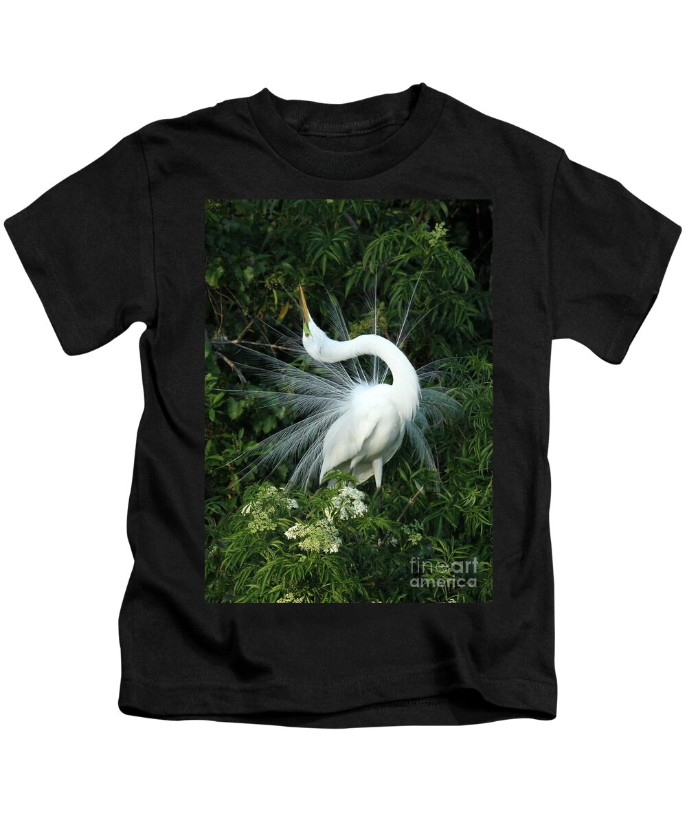 Great White Egret Kids T-Shirt featuring the photograph Look at Me by Sabrina L Ryan