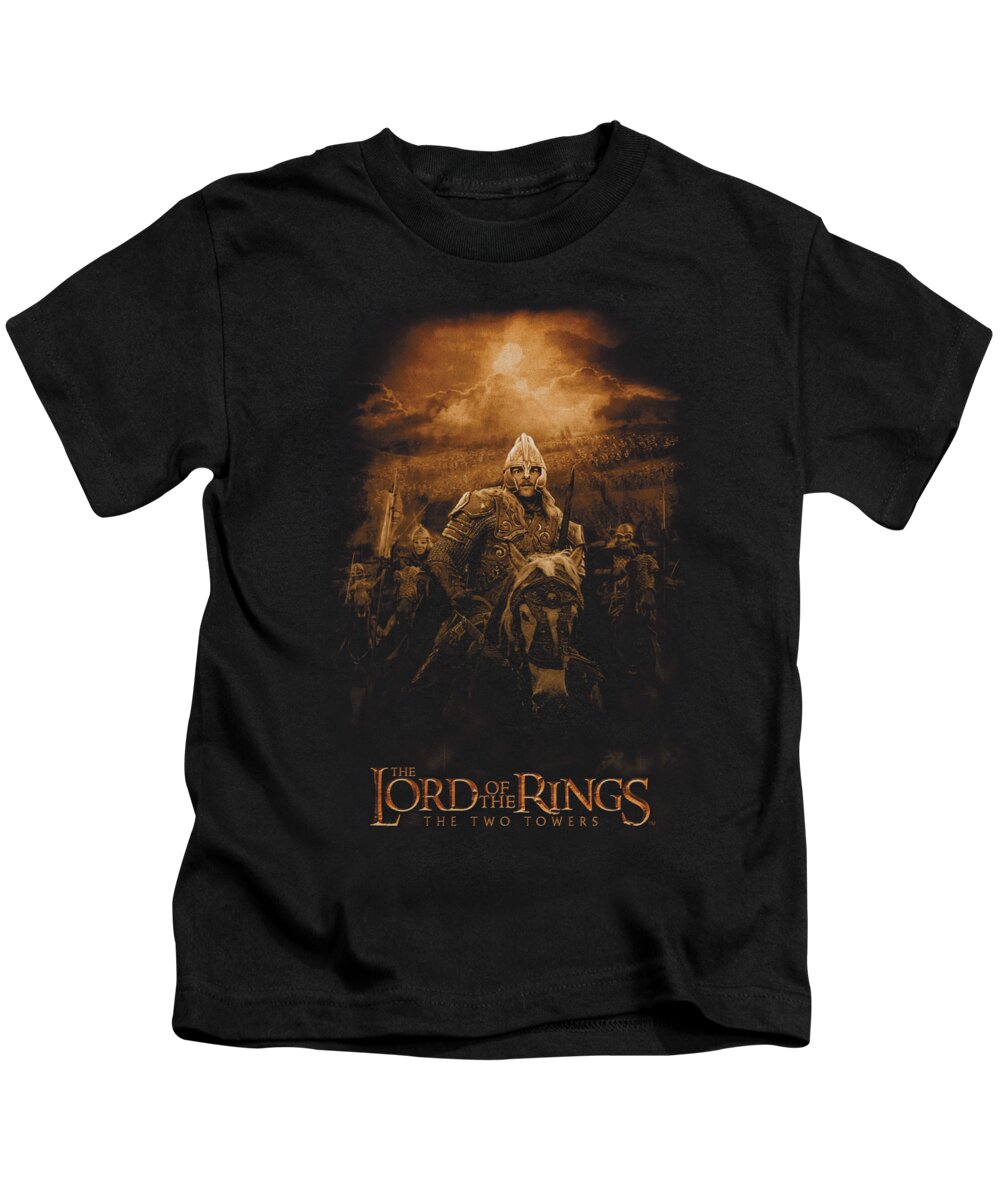  Kids T-Shirt featuring the digital art Lor - Riders Of Rohan by Brand A