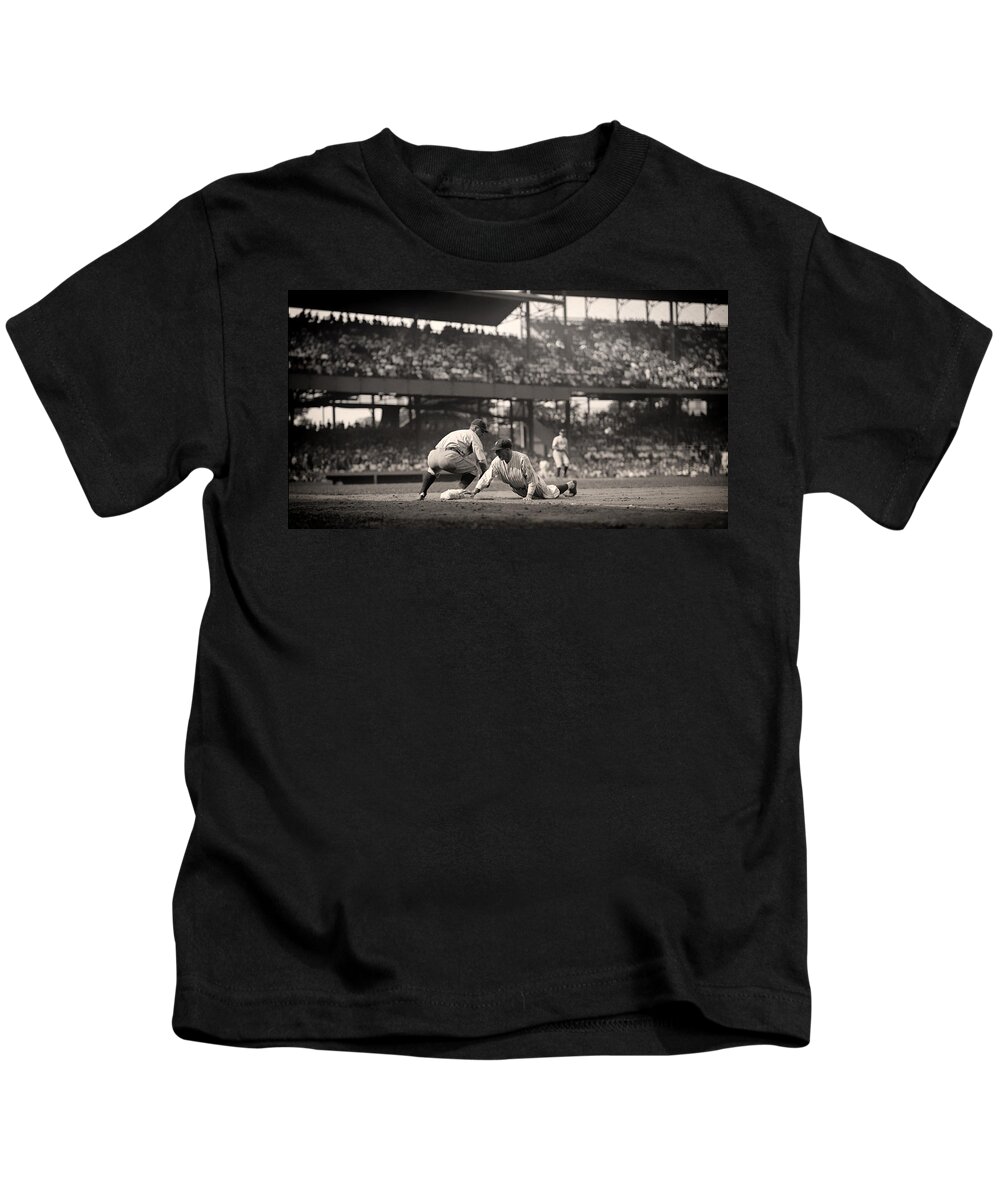Lou Gehrig Kids T-Shirt featuring the photograph Lou Gehrig Playing First Base by Mountain Dreams