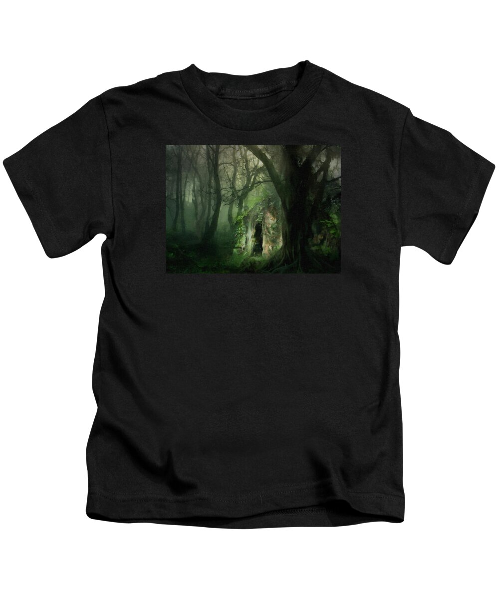 Love Affair With A Forest Kids T-Shirt featuring the painting Love Affair With A Forest by Georgiana Romanovna