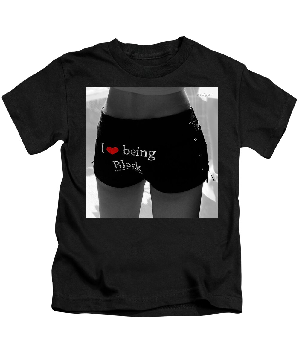 Love Being Black Kids T-Shirt featuring the photograph Love Being Black by Xueling Zou