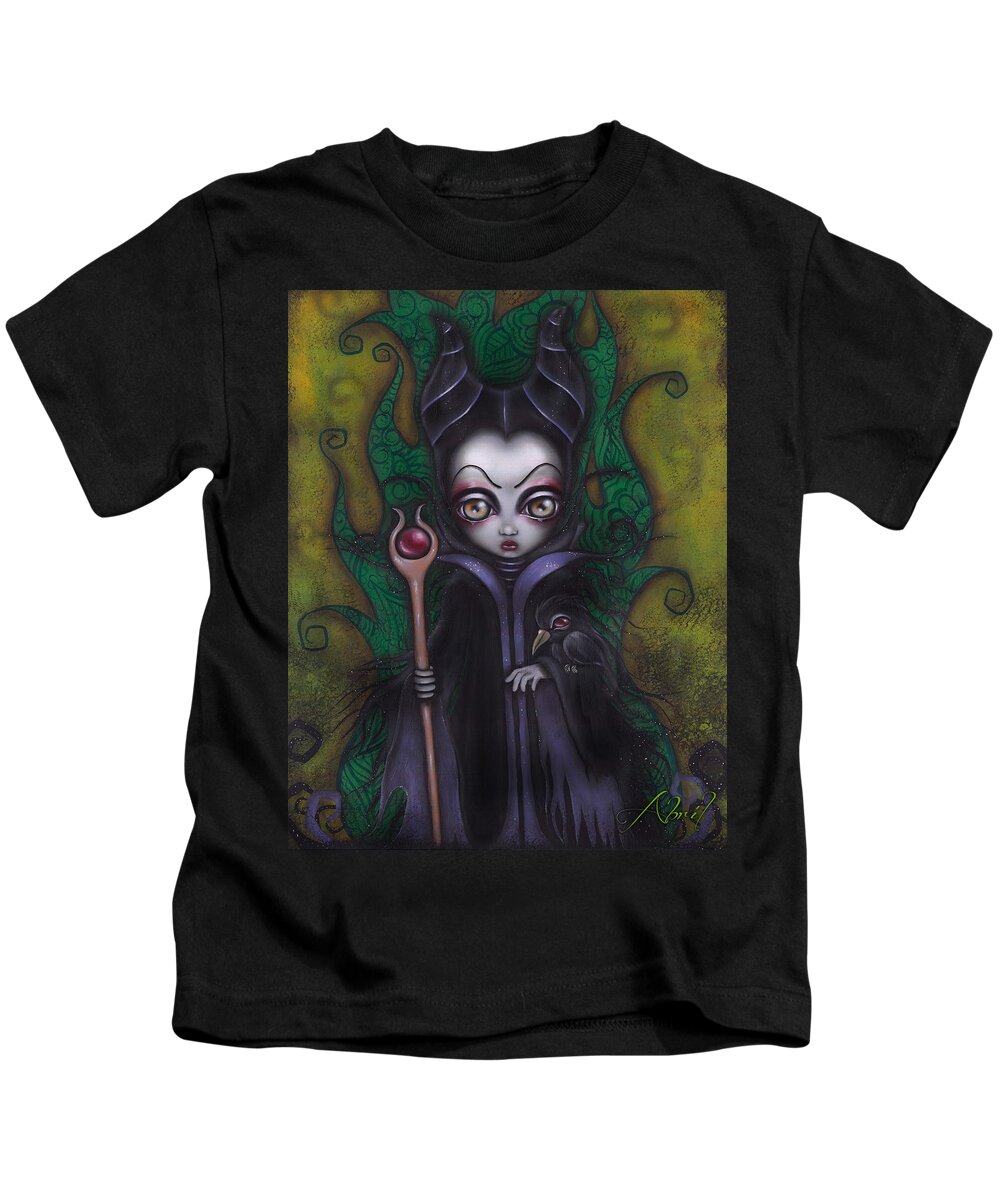 Villains Kids T-Shirt featuring the painting Maleficent by Abril Andrade