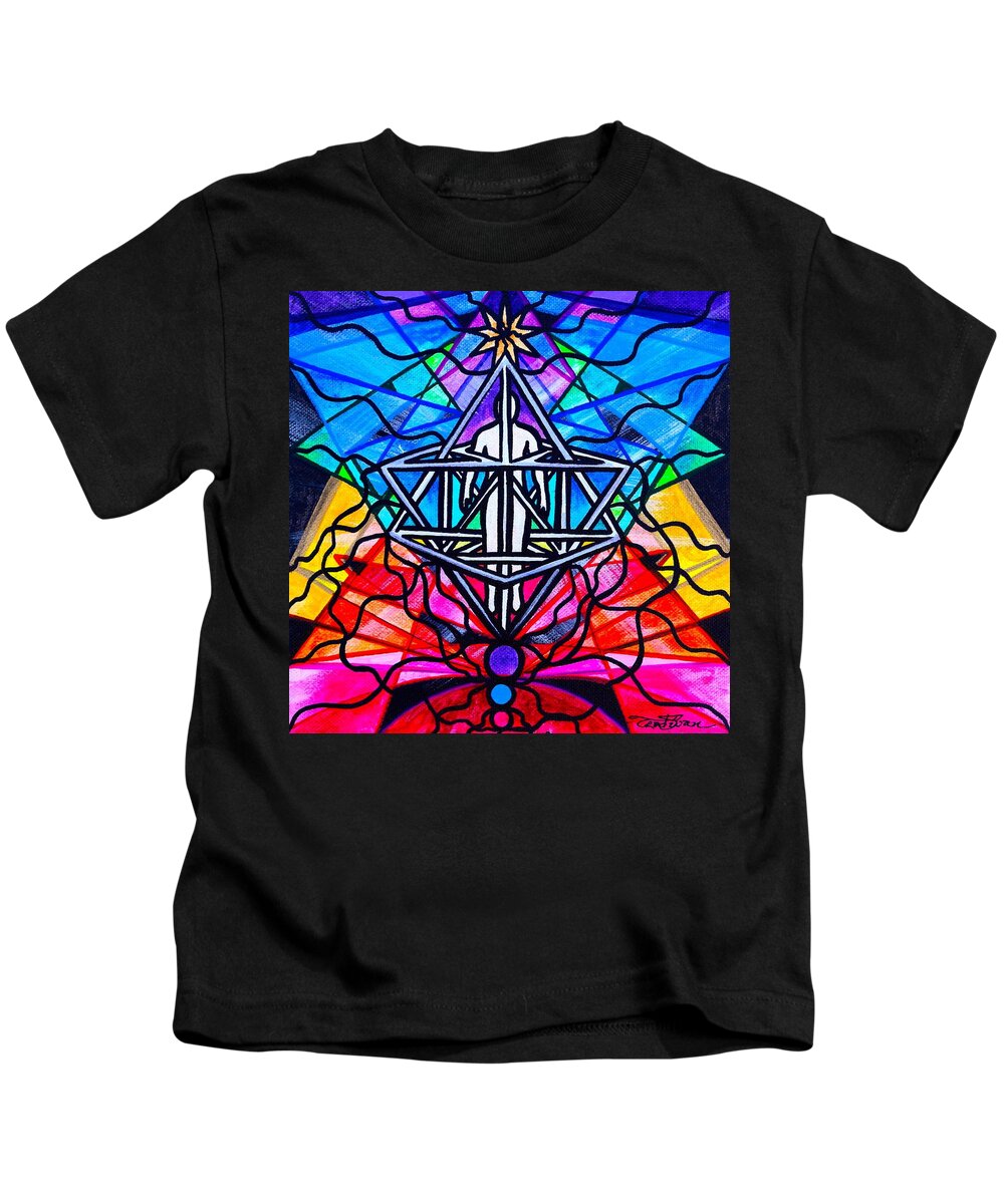 Vibration Kids T-Shirt featuring the painting Merkabah by Teal Eye Print Store