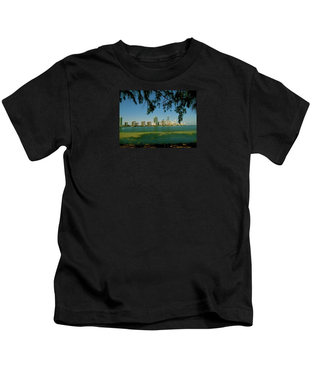 City Us Prints Kids T-Shirt featuring the photograph Miami Skyline by Monique Wegmueller