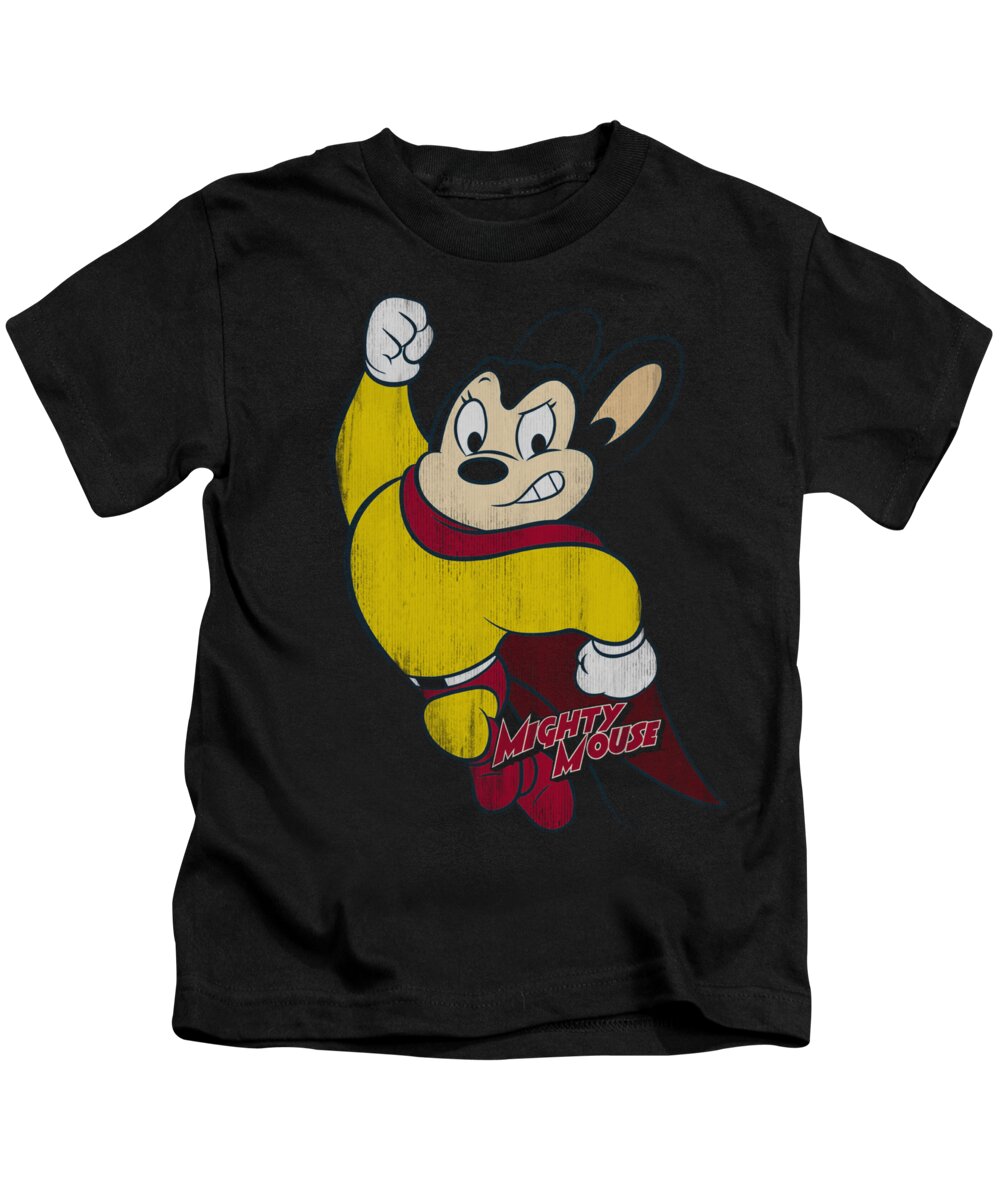 Mighty Mouse Kids T-Shirt featuring the digital art Mighty Mouse - Classic Hero by Brand A