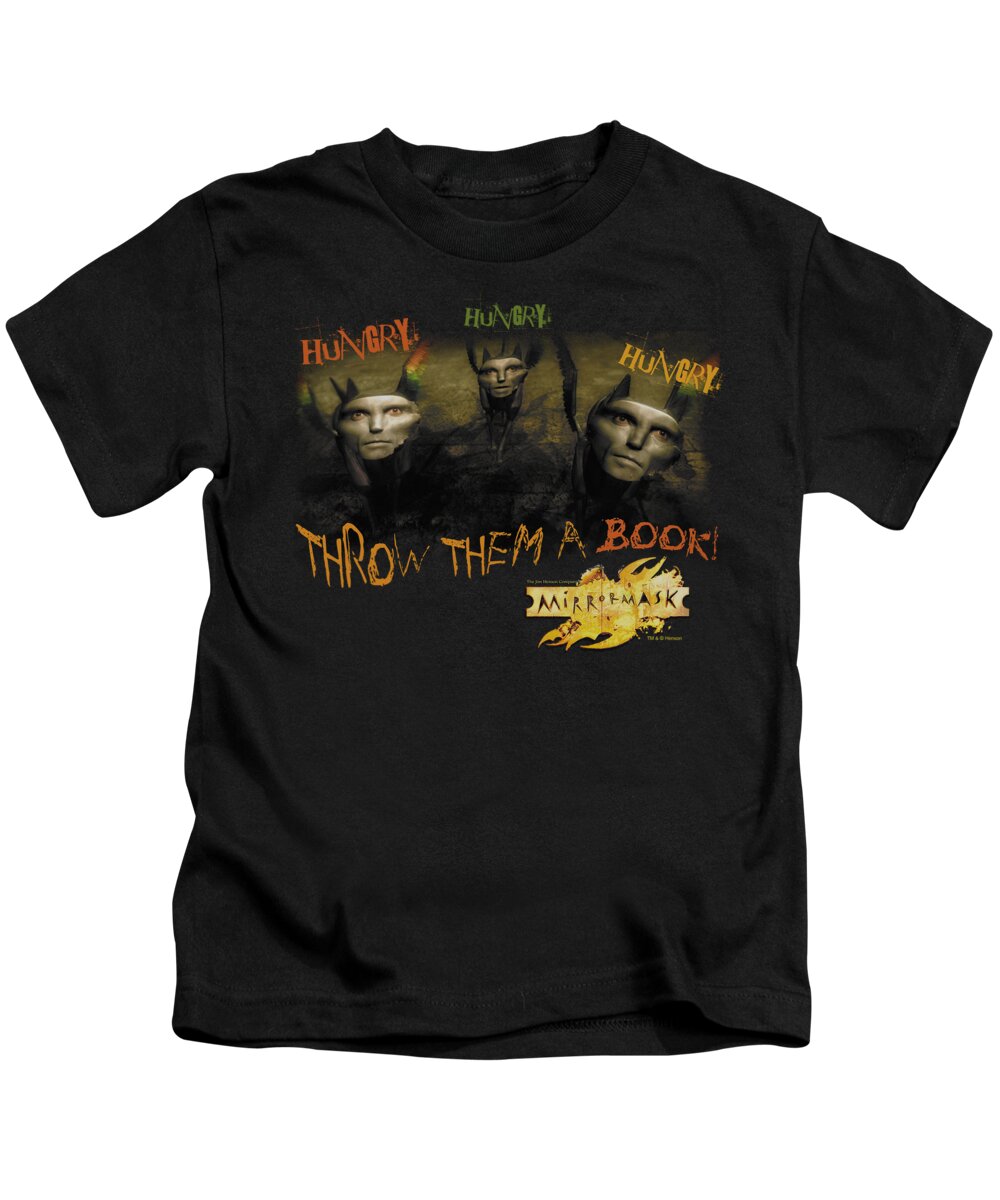 Mirrormask Kids T-Shirt featuring the digital art Mirrormask - Hungry by Brand A