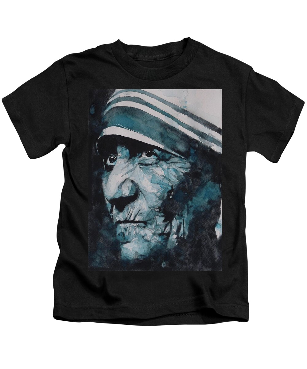 Mother Teresa Kids T-Shirt featuring the painting Mother Teresa by Paul Lovering