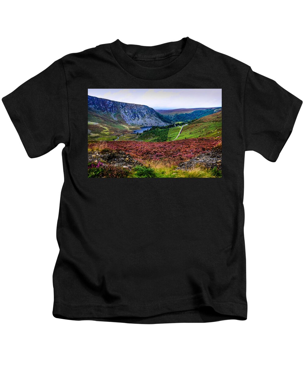 Ireland Kids T-Shirt featuring the photograph Multicolored Carpet of Wicklow Hills. Ireland by Jenny Rainbow