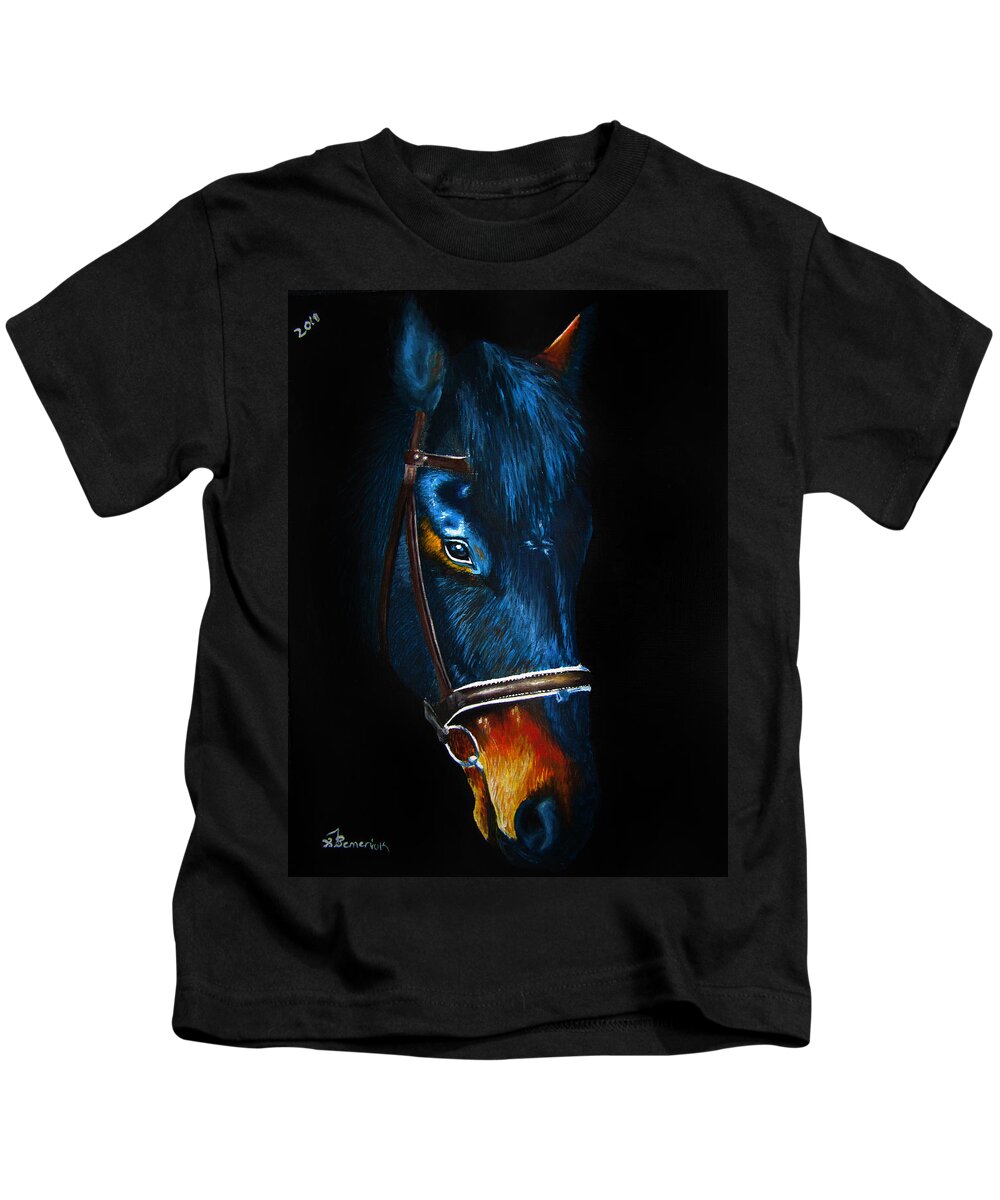 Blue Kids T-Shirt featuring the painting Night Time Blues by Kayleigh Semeniuk