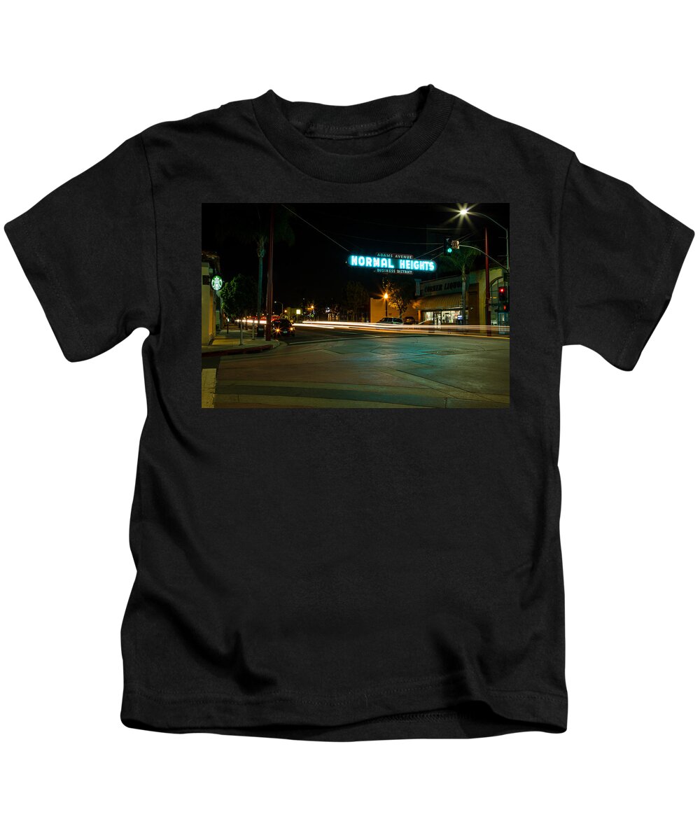 Normal Heights Kids T-Shirt featuring the photograph Normal Heights Neon by John Daly