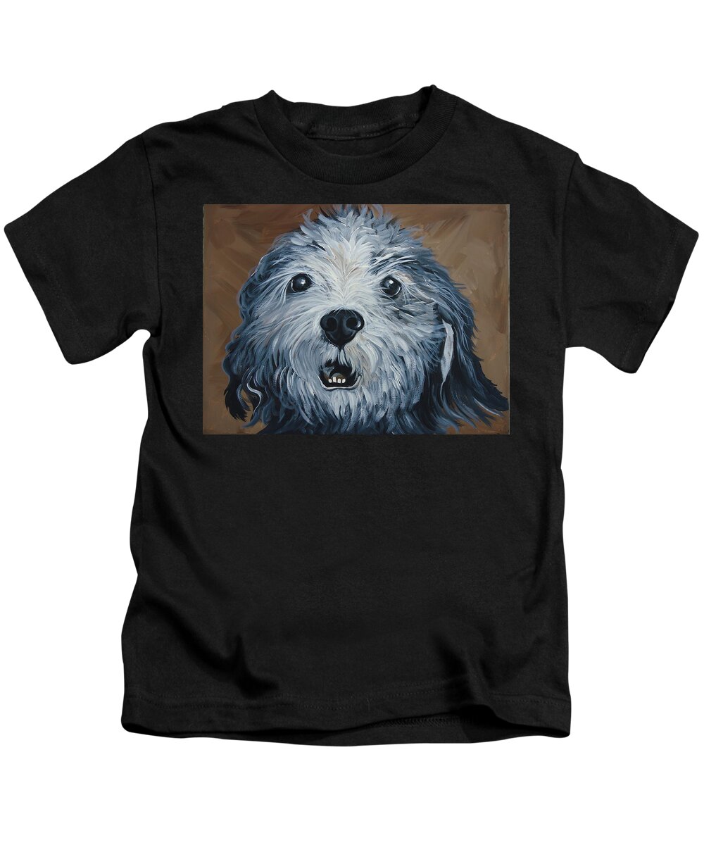 Dog Kids T-Shirt featuring the painting Old Dogs are the Best Dogs by Leslie Manley