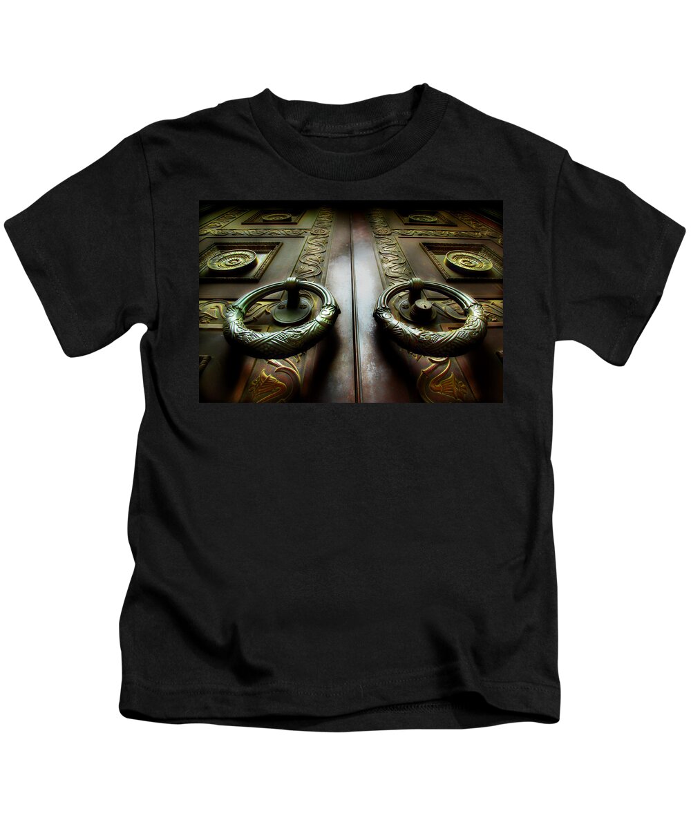 Steel Door Kids T-Shirt featuring the photograph Old Steel Door 2 by Michael Eingle