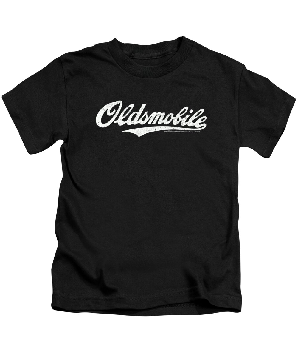  Kids T-Shirt featuring the digital art Oldsmobile - Oldsmobile Cursive Logo by Brand A