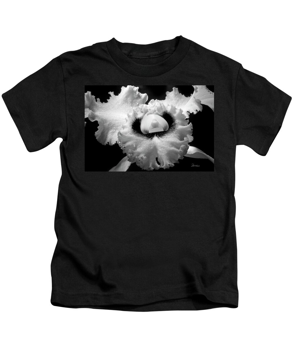 Photography Kids T-Shirt featuring the photograph Orchid with Black Wings by Frederic A Reinecke