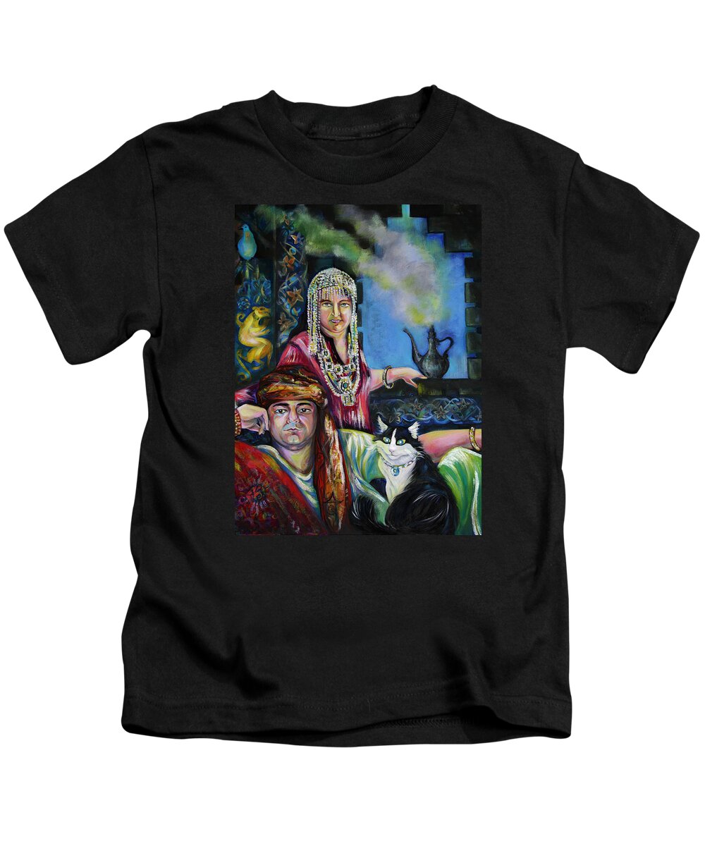 Group Portrat Kids T-Shirt featuring the painting Oriental Fairy Tale. First Part by Anna Duyunova