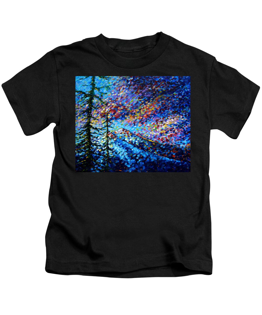 Abstract Kids T-Shirt featuring the painting Original Abstract Impressionist Landscape Contemporary Art by MADART Mountain Glory by Megan Aroon