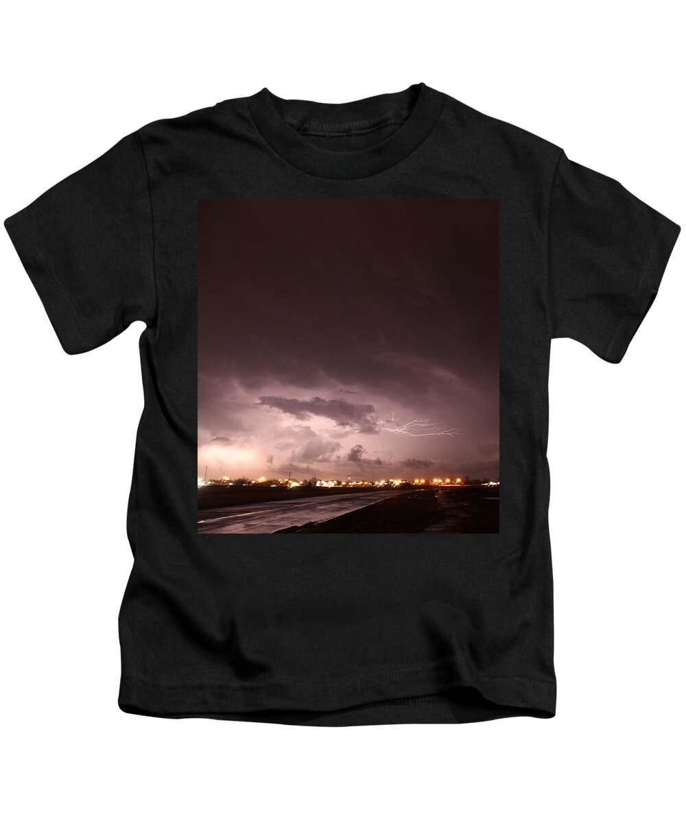 Stormscape Kids T-Shirt featuring the photograph Our 1st Severe Thunderstorms in South Central Nebraska #15 by NebraskaSC