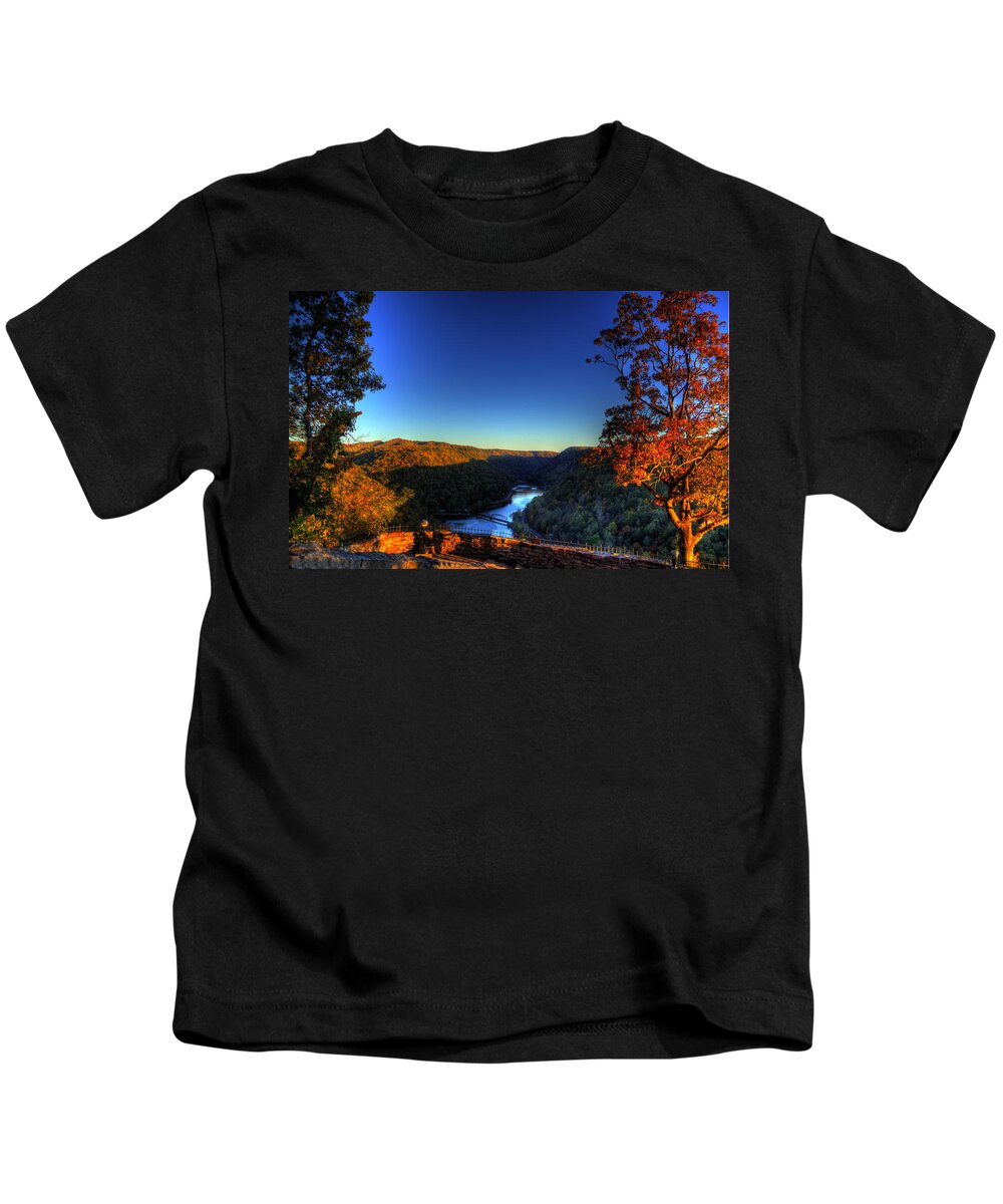 River Kids T-Shirt featuring the photograph Overlook in the Fall by Jonny D