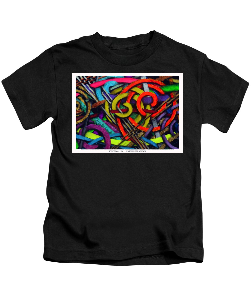 Abstract Kids T-Shirt featuring the painting Particle Track Thirty by Scott Wallin