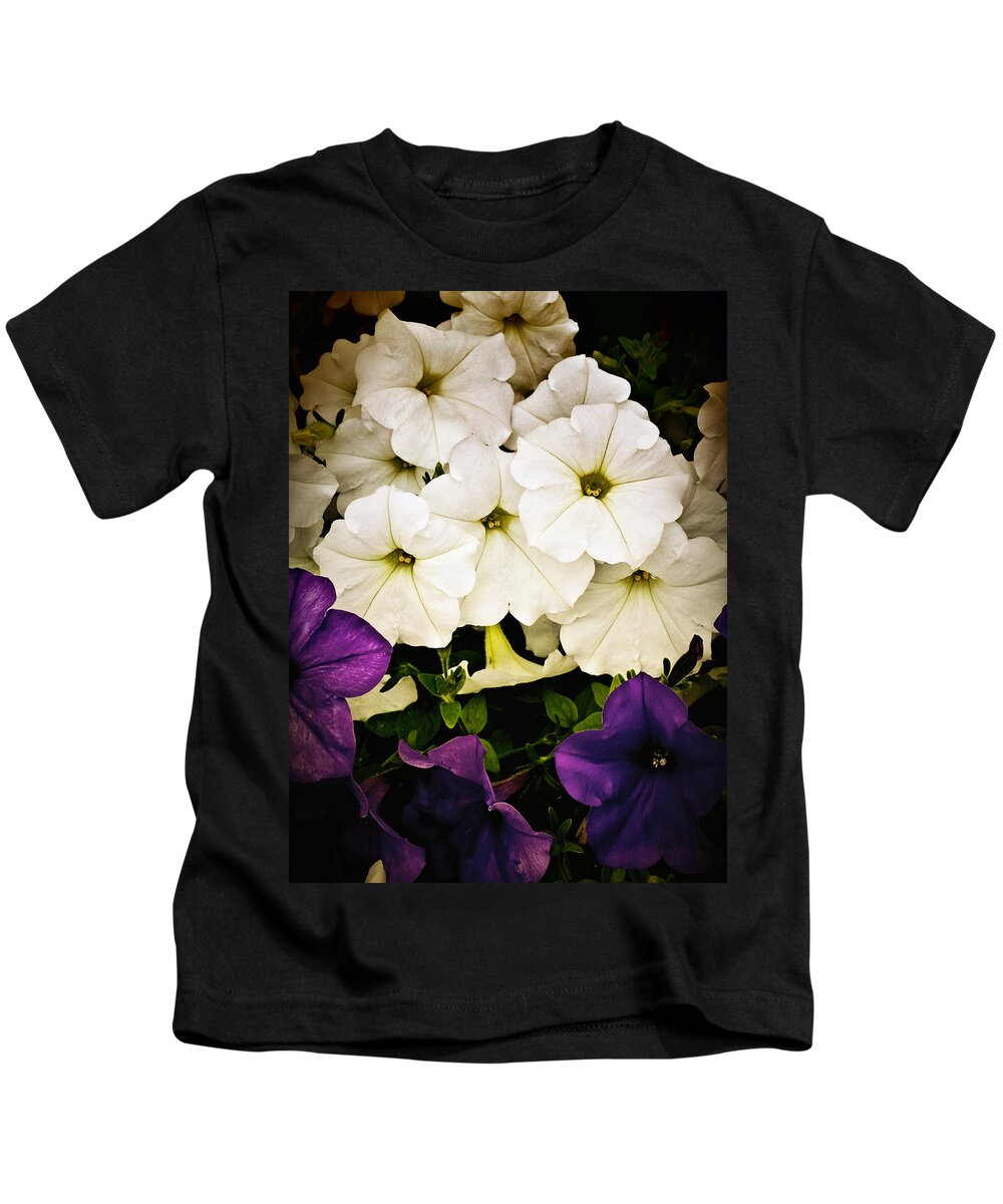 Flowers Kids T-Shirt featuring the photograph Petunias by Susan Kinney