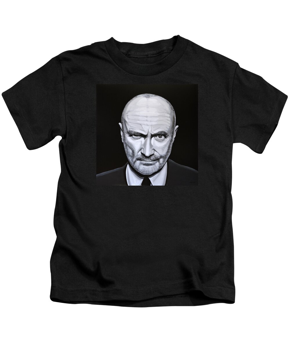 Phil Collins Kids T-Shirt featuring the painting Phil Collins by Paul Meijering